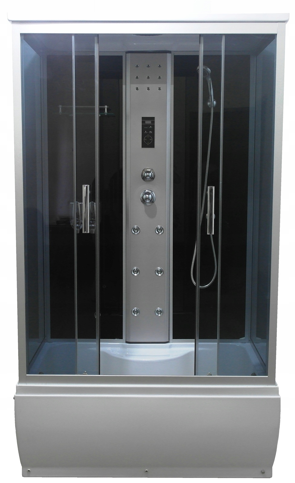 Hydromasážna sprchová babína - SPRCHOVÁ KABÍNA S HYDROMASÁŽOU 120x85 + ZÁSOBNÍK
