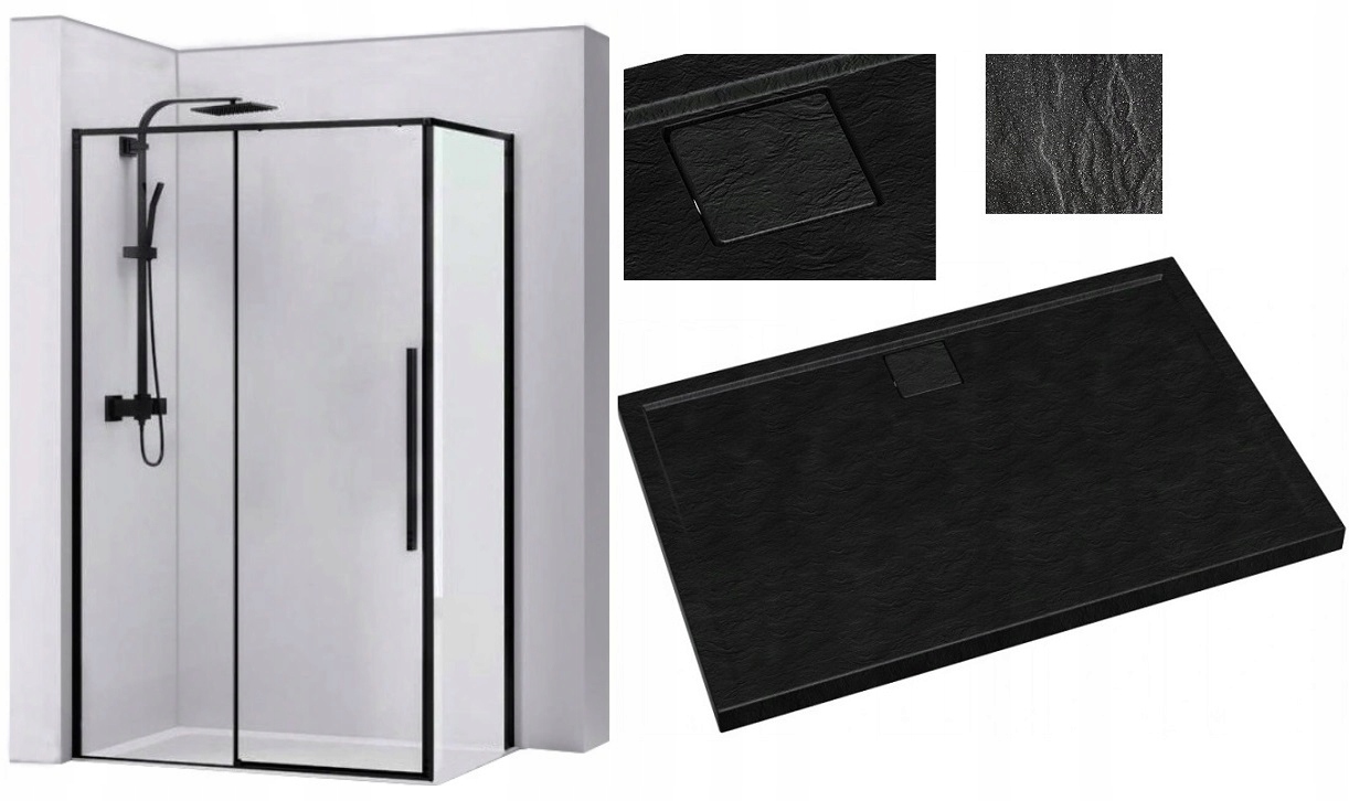 Sprchový kút - SPRCHOVÁ KABÍNA čierna 100x80 + SLIM sprchová vanička