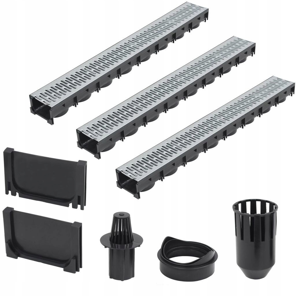 Sprchový žľab - OCELOVÉ VÝSTUPNÉ KANÁLY 3 KUSY 3m SADA