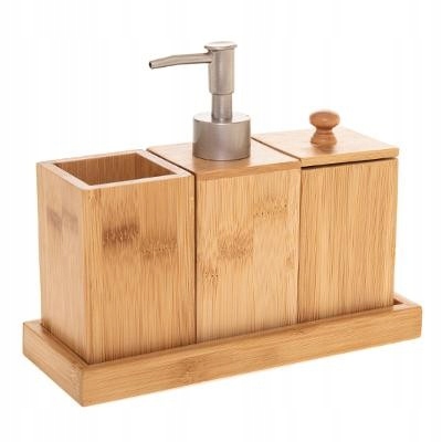 Kupelňový set doplnkov - SADA PRÍSLUŠENSTVA KÚPEĽNE BAMBOO STOJAN