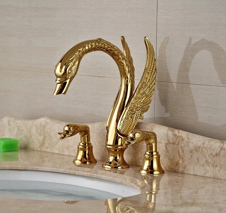 Umyvadlová batéria - TAP RETRO KÚPEĽŇOVÁ BATÉRIA ZLATÁ LABUTIA ELEGANCIA