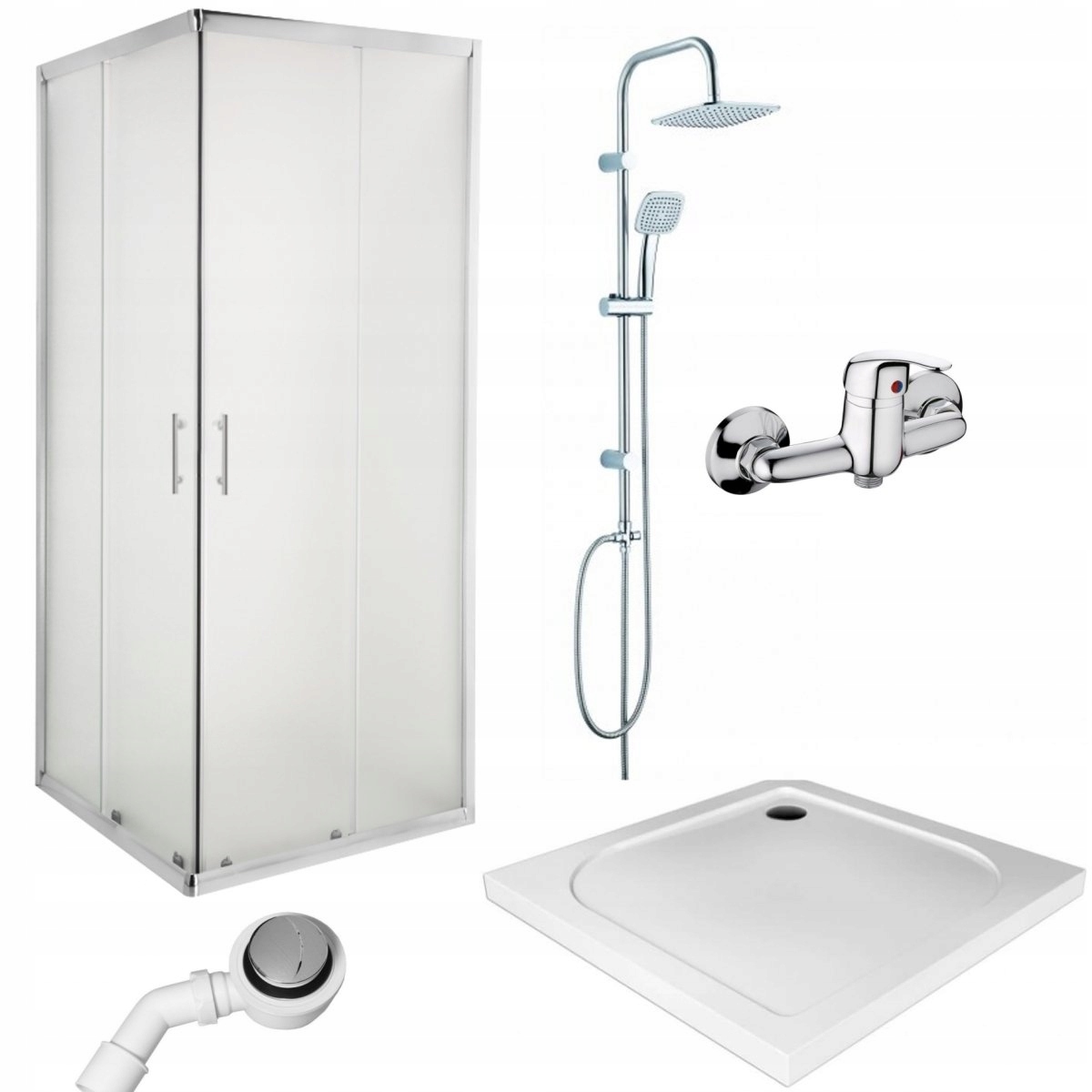 Sprchový kút - Sprchový kút Square 80x80 SLIM Dažďová sprcha Sifón