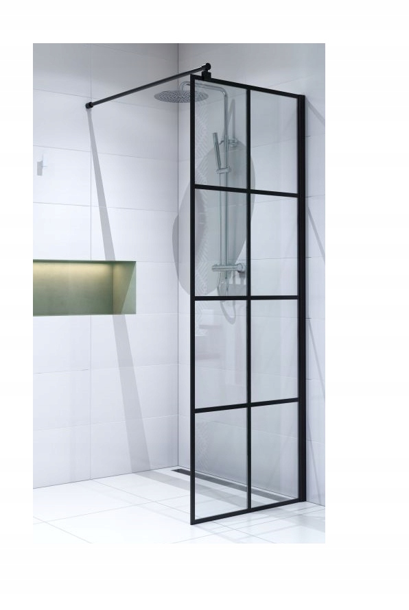 Sprchový kút - Rohový sprchový kút NERO EI 70x200, čierna mriežka