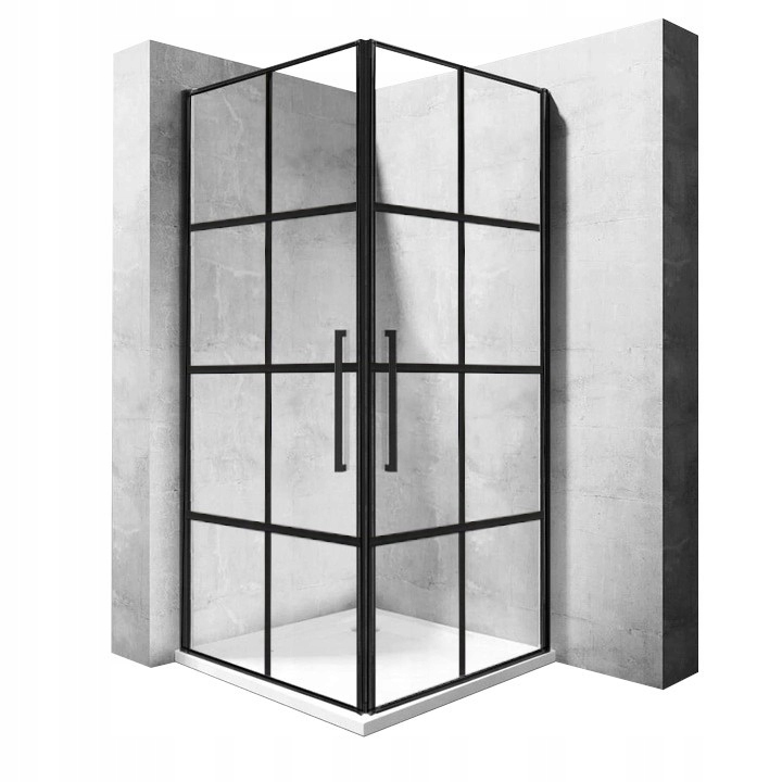 Sprchový kút - Rohová sprchová kabína čierna Rubik 90x90