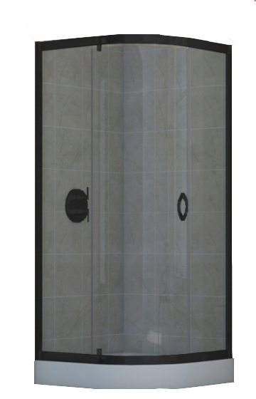 Sprchový kút - Stylio polkruhová sprchová kabína 90 cm, čierne sklo, grafit