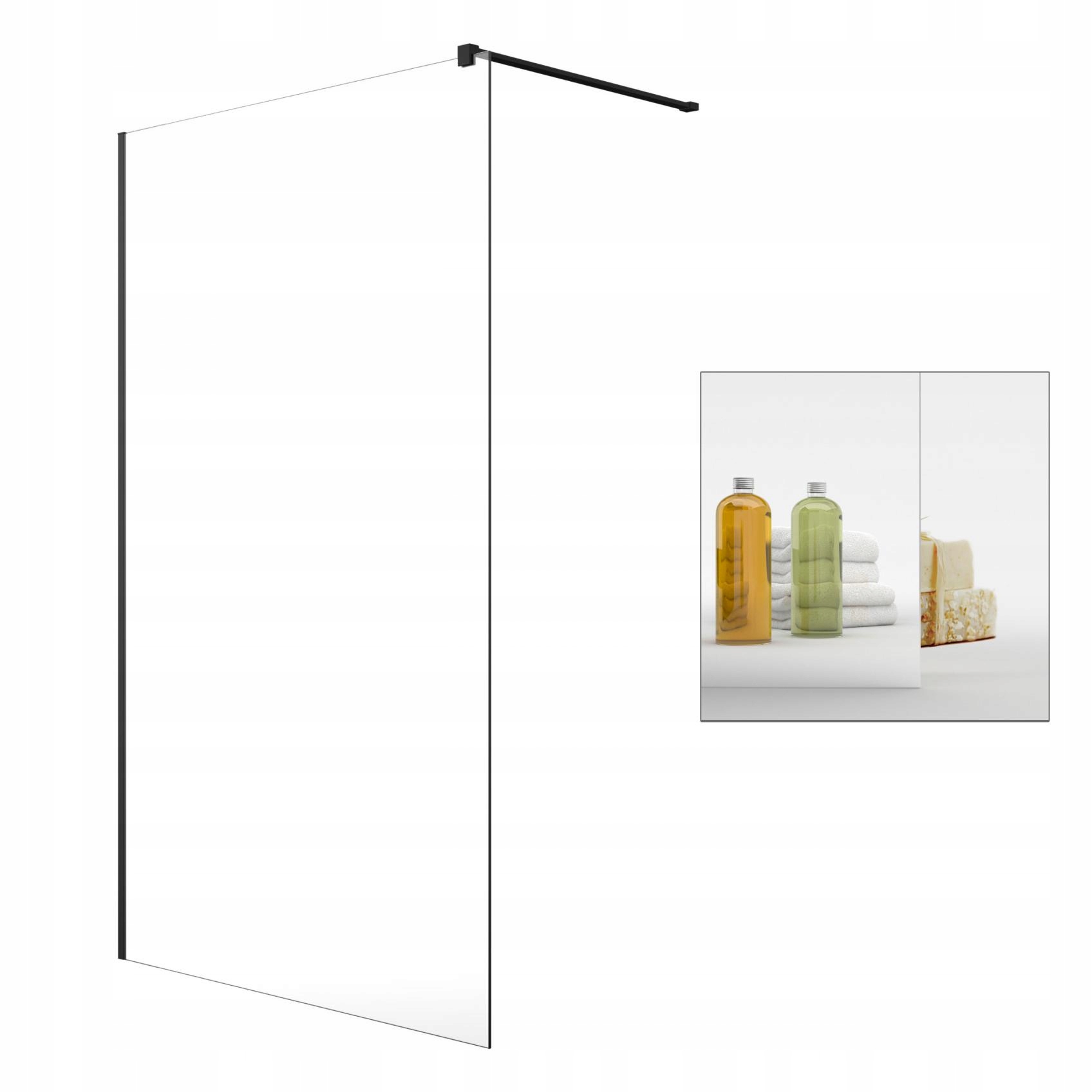 Sprchový kút - Walk-in Modo New Black II 90 kabína, zrkadlové sklo