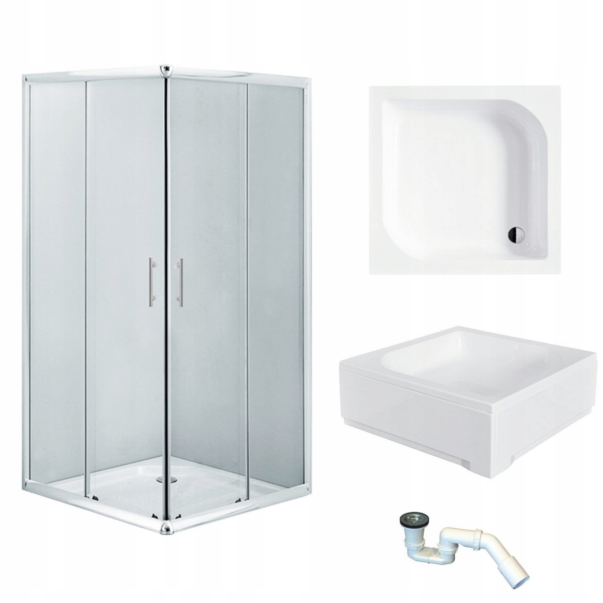 Sprchový kút - Štvorcový sprchovací kút 80 Hlboká sprchová vanička Obal Sifón
