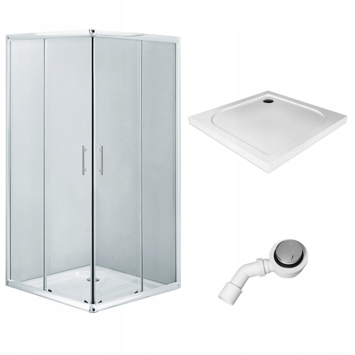 Sprchový kút - Štvorcová sprchová kabína 80x80 SLIM sprchová vanička + sifón