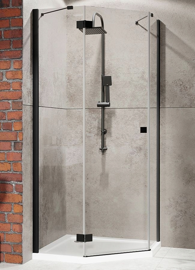 Sprchový kút - Päťuholníková kabína 100x80 Essenza New PTJ Black R