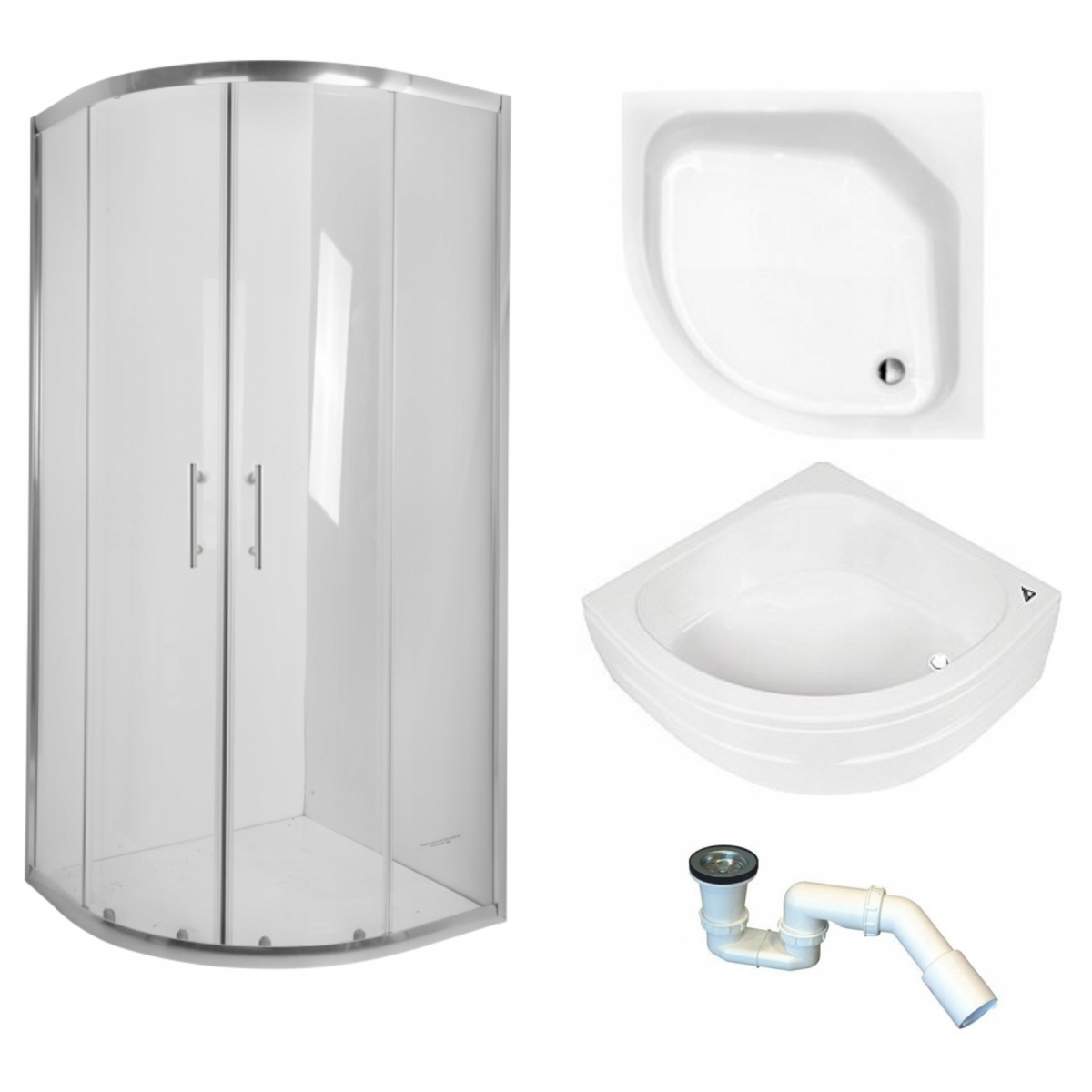 Sprchový kút - Polkruhový sprchovací kút 80 Hlboká sprchová vanička Obal Sifón