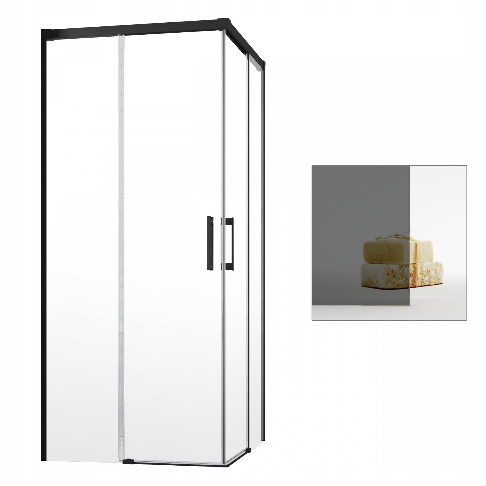 Sprchový kút - Sprchový kút Idea Black KDD sklo 80x90, grafit