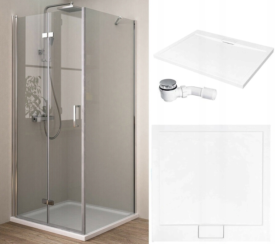 Sprchový kút - Sprchový kút 90x90 + sprchová vanička SLIM + sifón