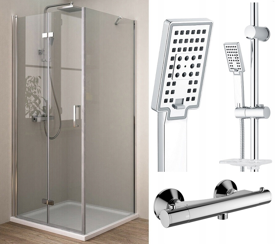 Sprchový kút - Sprchová kabína 90x90 + sada termostatu BATÉRIA