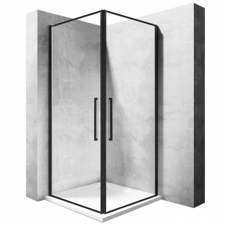 Sprchový kút - Sprchovací kút Abra 80x100 Black Corner Frame