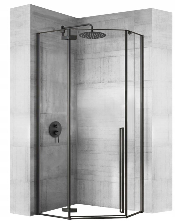 Sprchový kút - Sprchovací kút Diamond 90x90, čierny rám, čierny