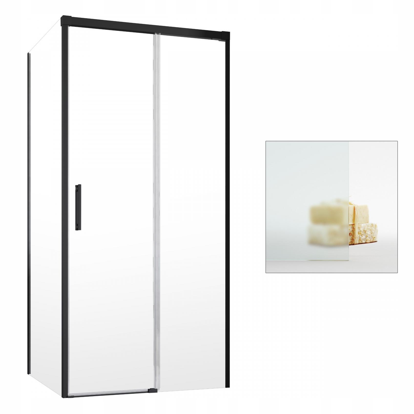 Sprchový kút - Saténový sprchový kút Idea Black KDJ 160x120 P