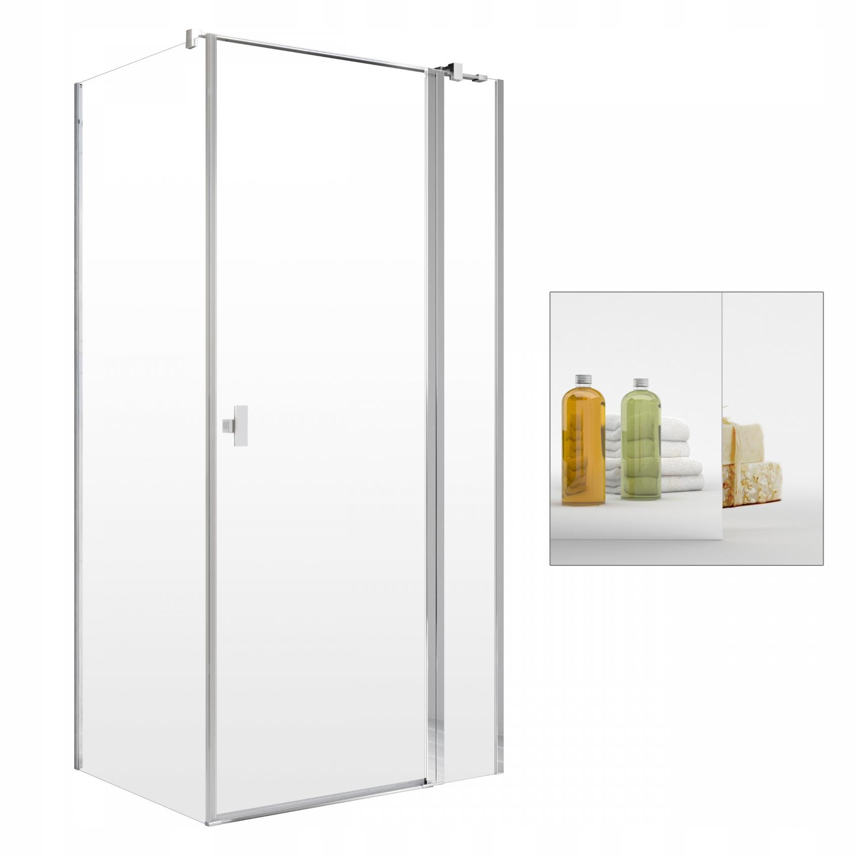Sprchový kút - Sklenené zrkadlo Nes KDJ II 80x90 P, sprchový kút