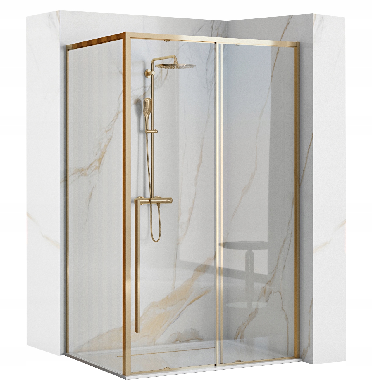 Sprchový kút - Rohový sprchovací kút SOLAR GOLDEN rám 120x90