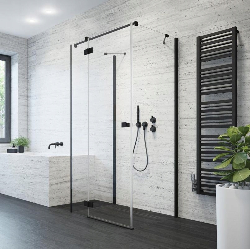 Sprchový kút - Nástenný sprchový kút 100x90 Essenza New KDJ + S Black