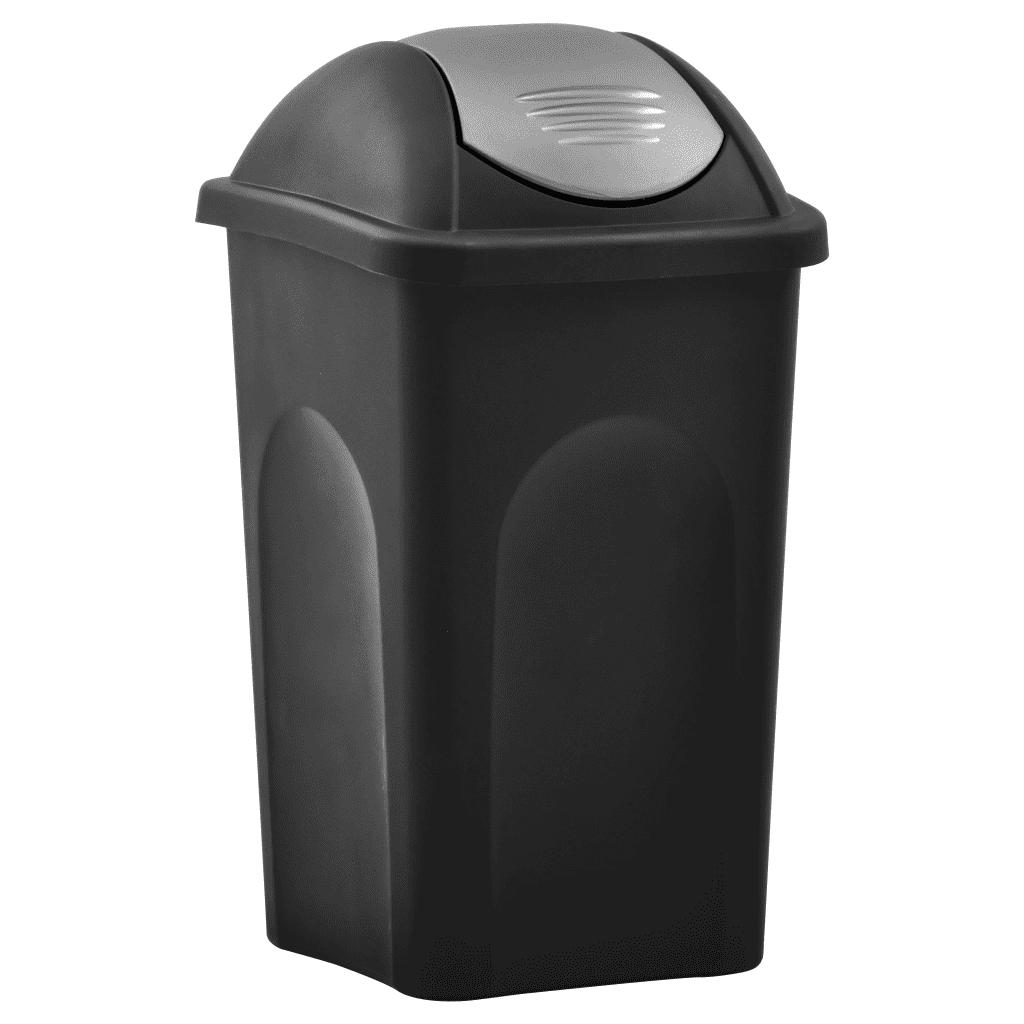 Odpadkový kôš s výklopnou klapkou 60L čierno-strieborný