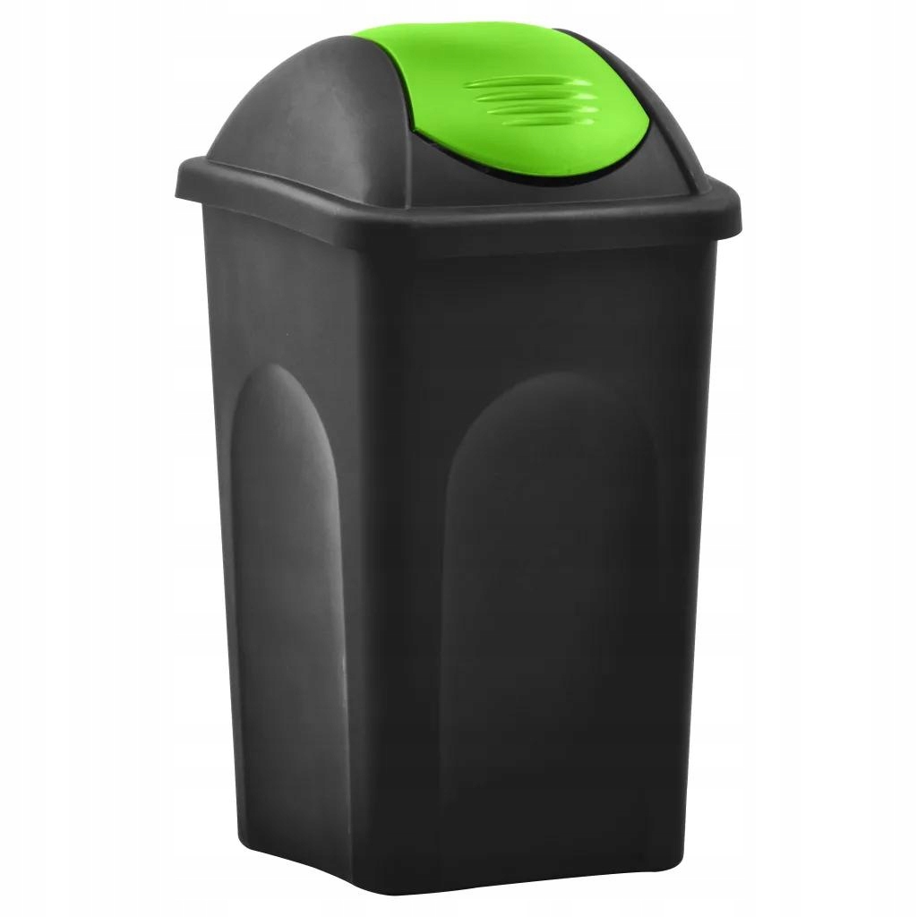 Odpadkový kôš s výklopnou chlopňou 60L čierna zelená