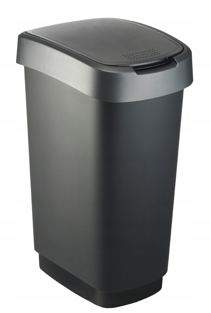 Odpadkový kôš 50 L, TWIST, ROTHO čierna / strieborná
