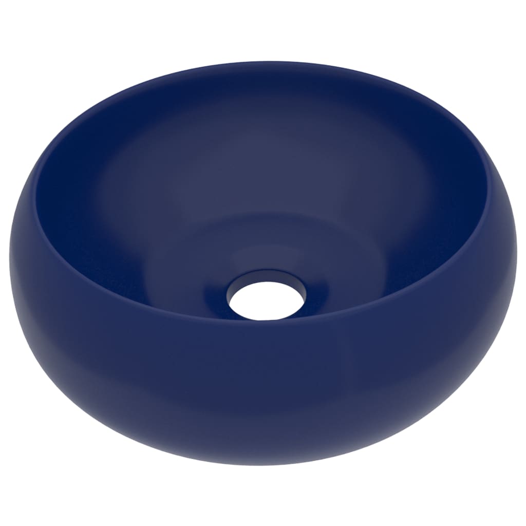 Umývadlo -  Luxusné okrúhle umývadlo matné tmavomodré 40x15cm