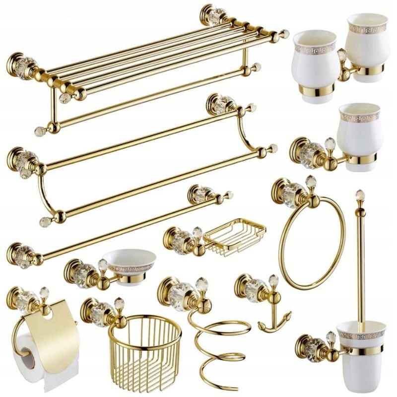 Kupelňový set doplnkov - [Makeup Mirror] Zlatý krištáľ