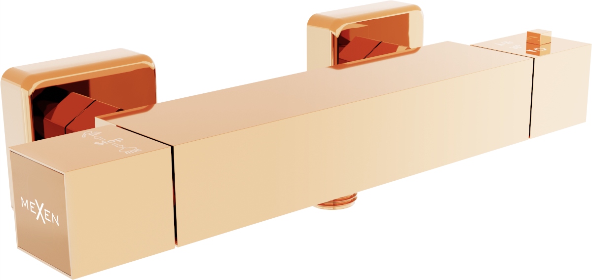 Sprchová batéria - SPRCHOVACÍ STROJ MEXEN CUBE ROSE GOLD THERMOSTAT