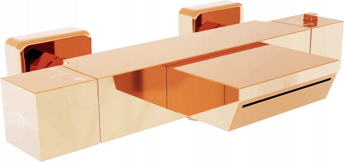 Vaňová batéria - MEXEN CUBE BATHTUB BATÉRIA TERMOSTAT ROSE GOLD