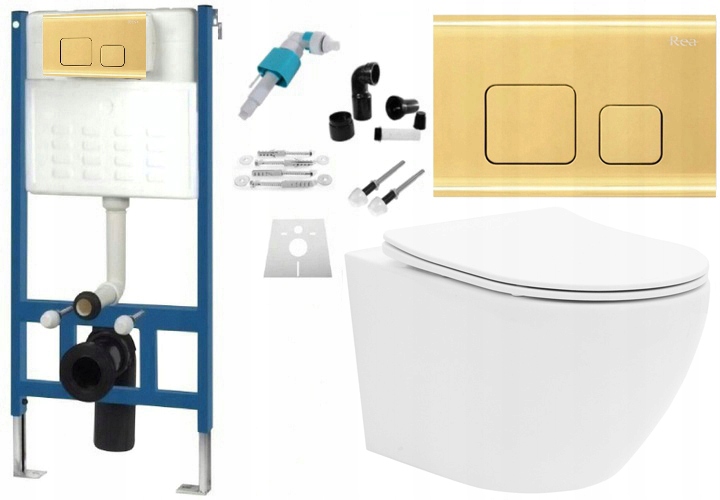 WC MISA - MISKA WC CARLO MINI PLOCHÝ ZLATÝ KONCEPTOVANÝ RÁM