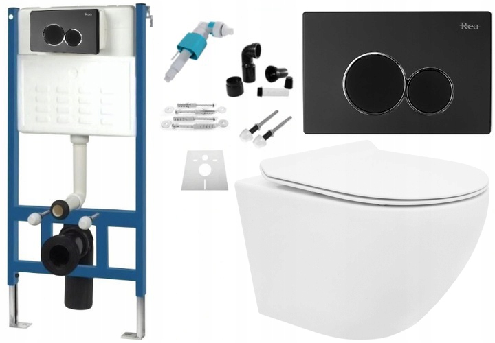 WC tlačidlo - Carlo WC + rám Zapustený gombík čierny