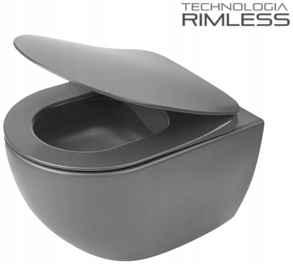 WC MISA - WC 51x36x35,5 cm RIMLESS + sedadlo, antracit