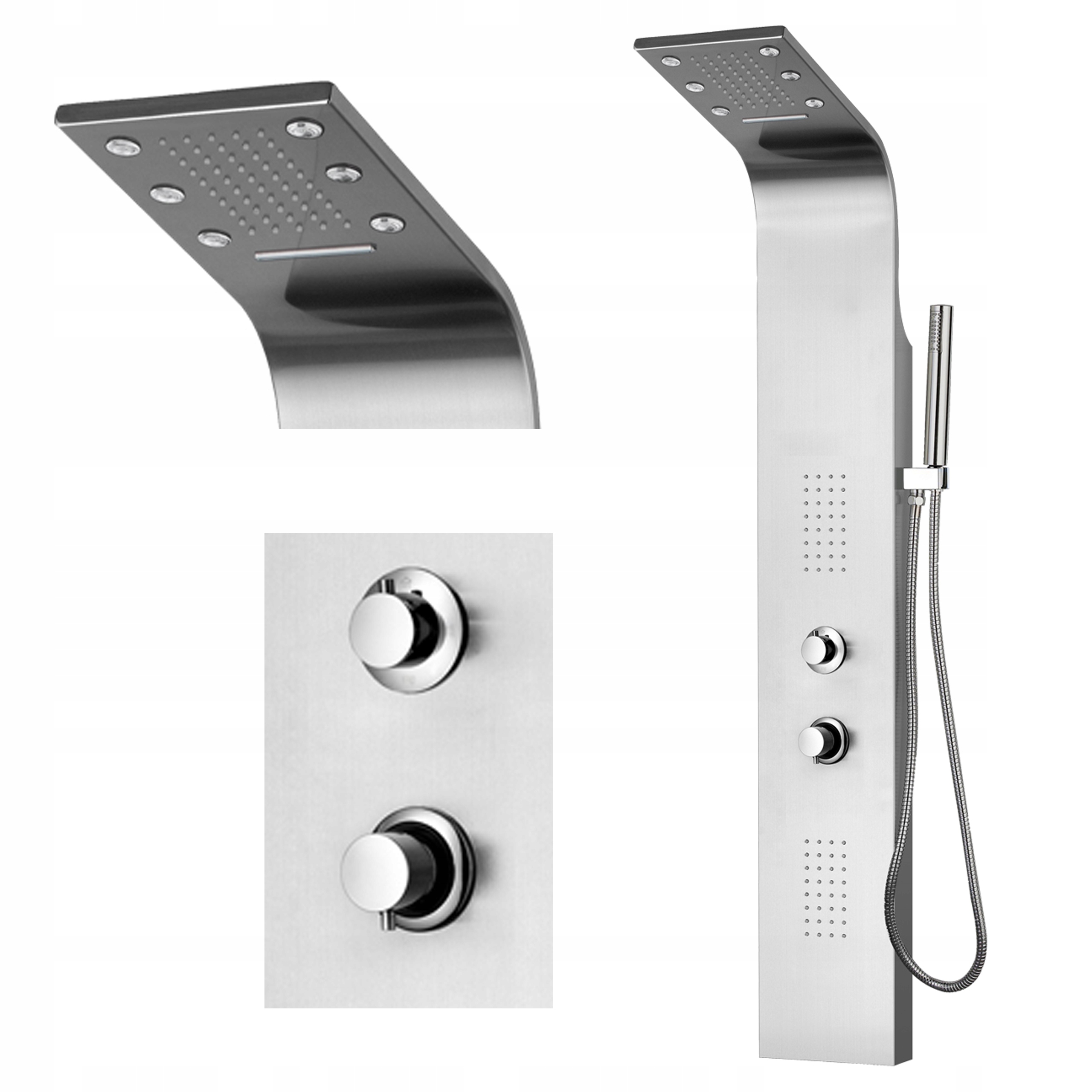 Sprchový panel - ROHOVÁ OCELOVÁ SPRCHOVÁ PANEL COBRA 2 LED KASKÁDA