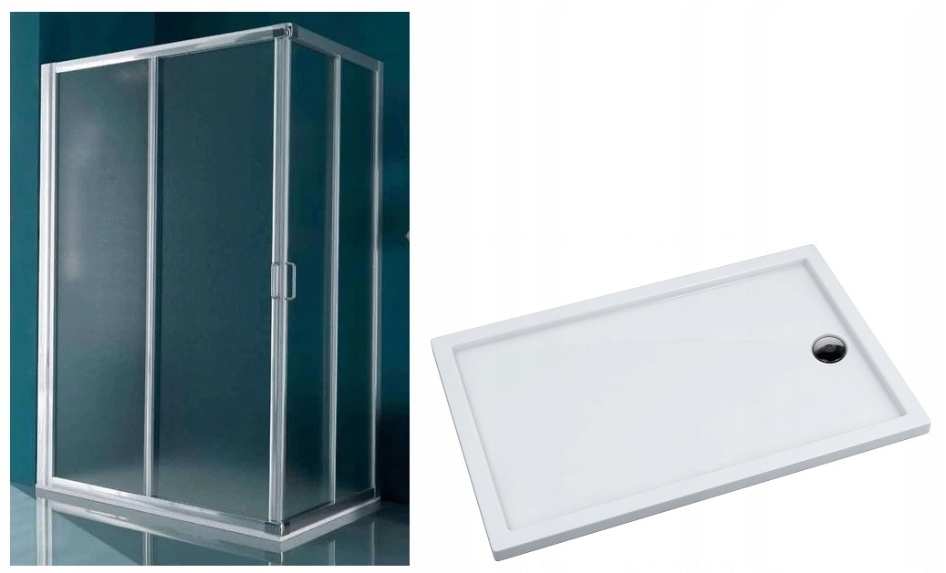 Sprchový kút - Nemecký sprchovací kút 100x70 + štíhla sprchová vanička