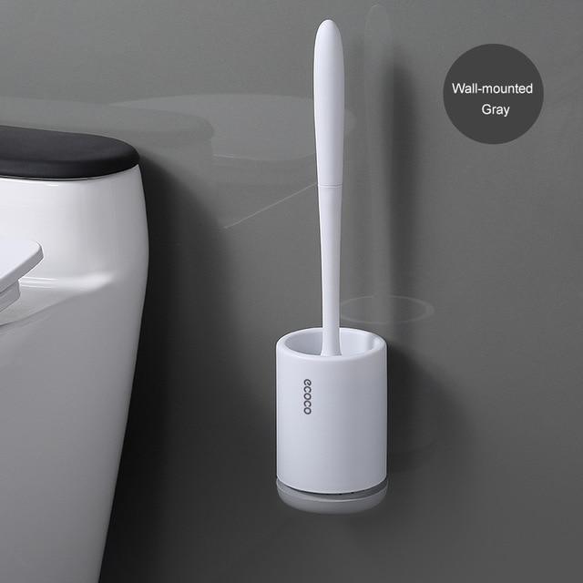WC kefa - [Nástenná sivá] Silikónová toaletná kefa -