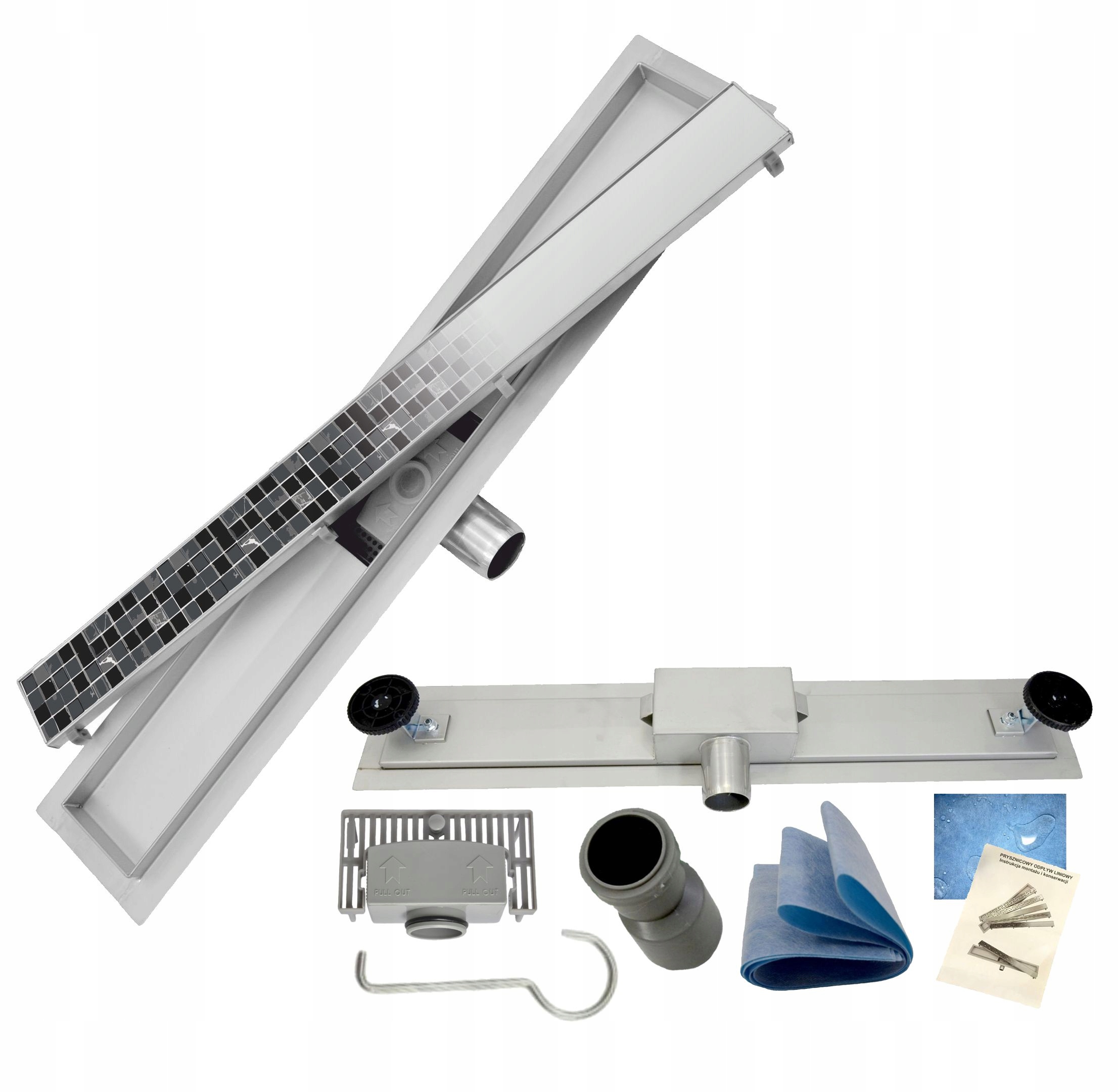 Sprchový žľab - LINEÁRNY ODTOK 100 CM 2v1 POD TANIEROM NÍZKY SIFÓN