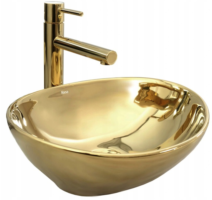 Umývadlo -  OVAL Keramická ZLATÁ doska na dosku WASHBASIN Carola