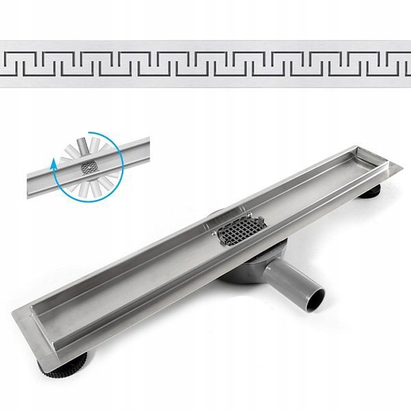 Sprchový žľab - Otočný lineárny odtok 360 stupňov 8 DIZAJNOV 60cm