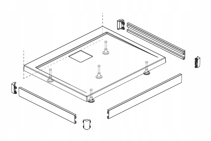 Trojstranný biely kryt pre sprchovú vaničku Argos 90x80