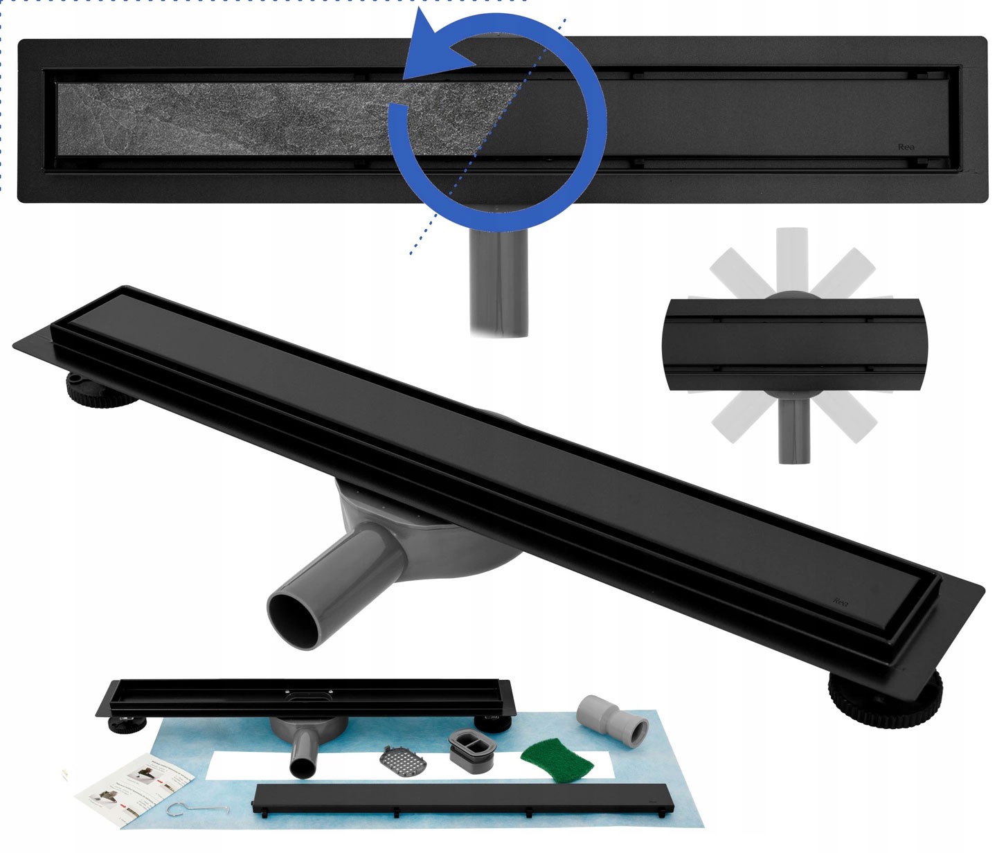 Sprchový žľab - Linear Drain Neo Pro 2v1 čierna 60 cm