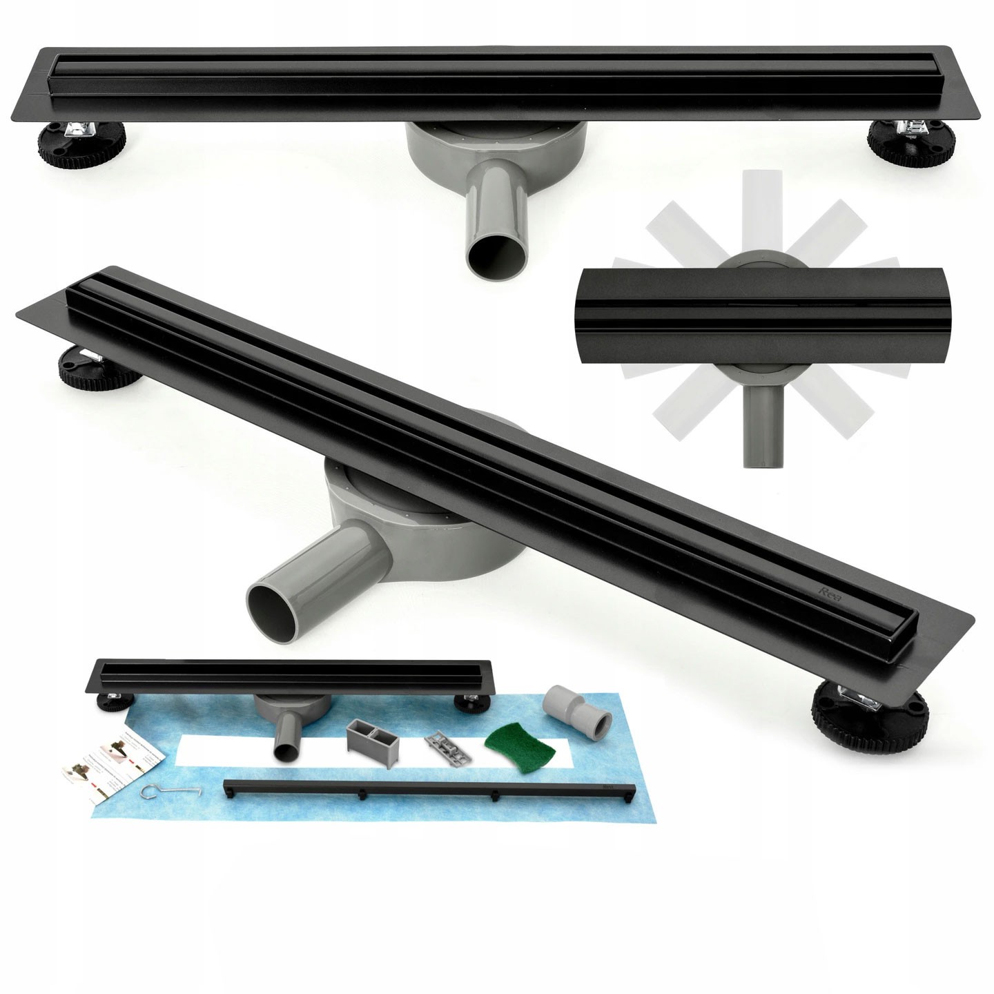 Sprchový žľab - Linear Drain Neo Pro Slim čierna čierna 60 cm