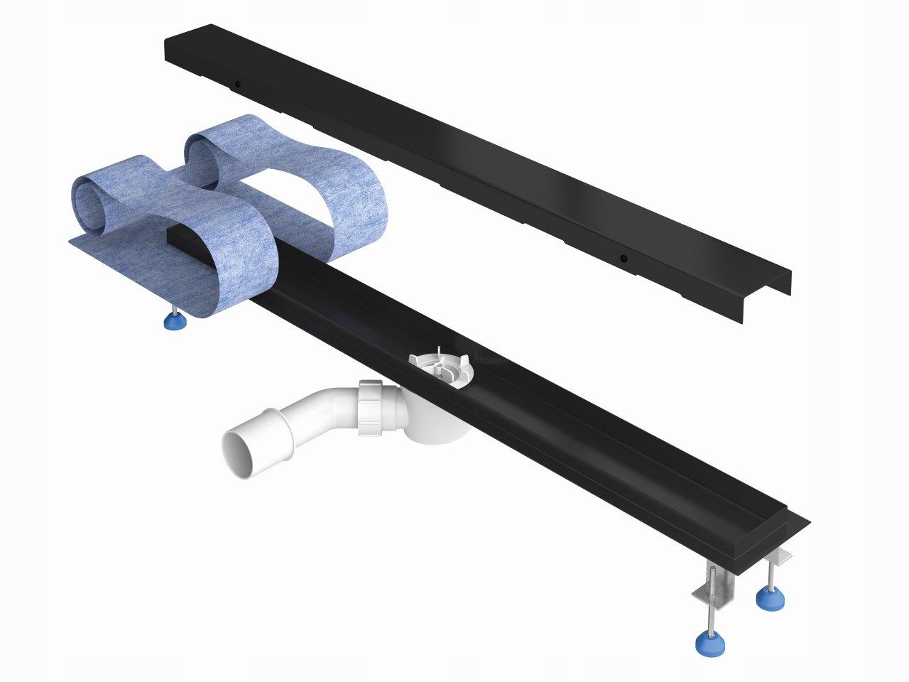 Sprchový žľab - Lineárny odtok W-Premium ČIERNY 60cm Prestige