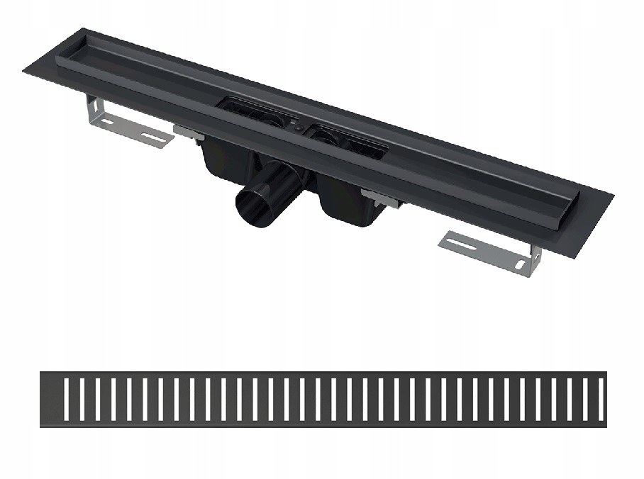 Sprchový žľab - Lineárny odtok s roštom APZ1BLACK 650 BLACK