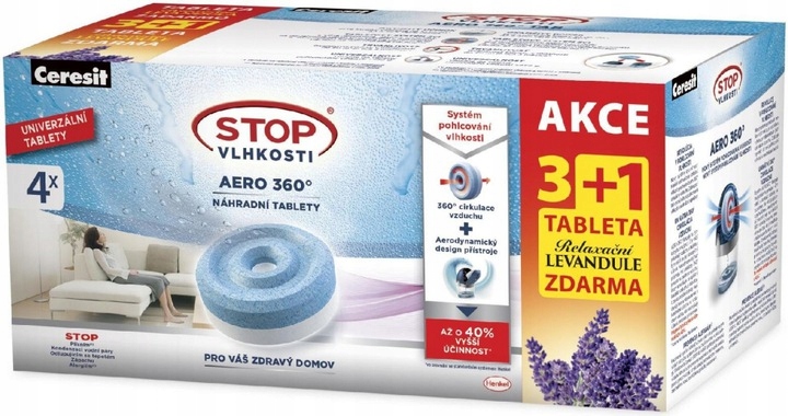 Odvlhčovač vzduchu - ABSORBEROVÝ STOP VLHKOSTI CERESIT AERO 360 KAZETY x4