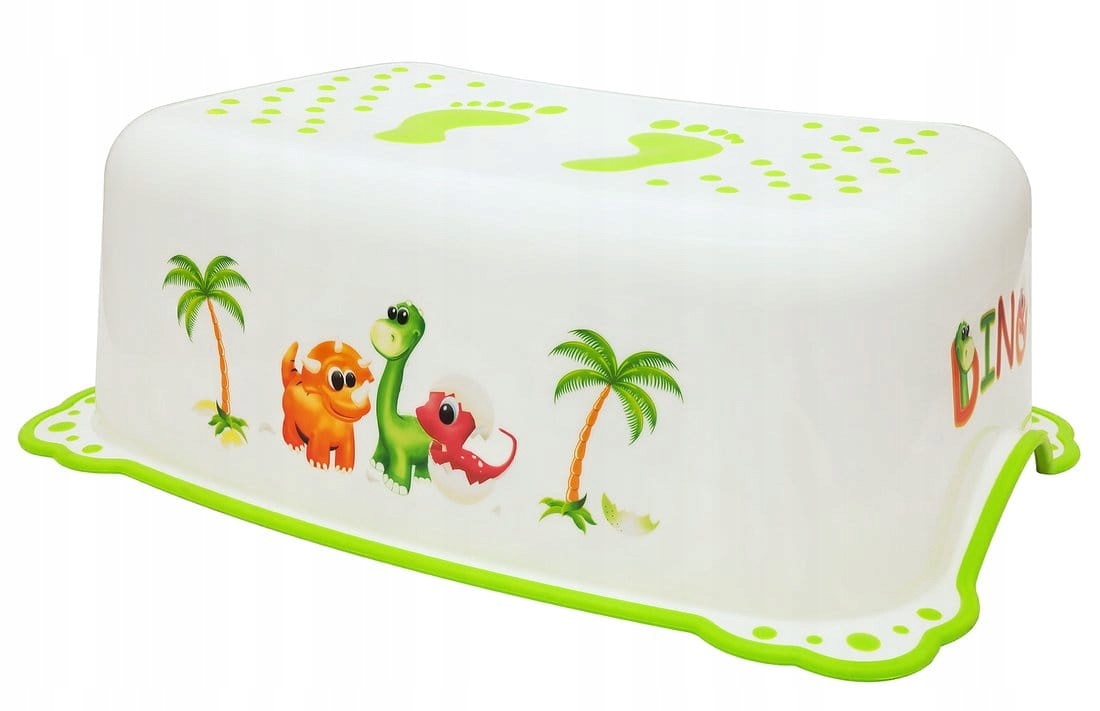 Kupelňový set doplnkov - Detské pódium 42,5x14,5x28,5 cm biele, DINOSAURY