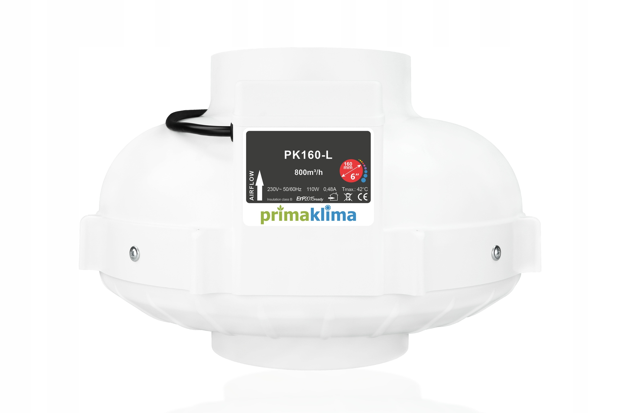 Kupelňový ventilátor - PRIMA KLIMA CENTRIFUGÁLNY VENTILÁTOR Ø 160mm 800m3