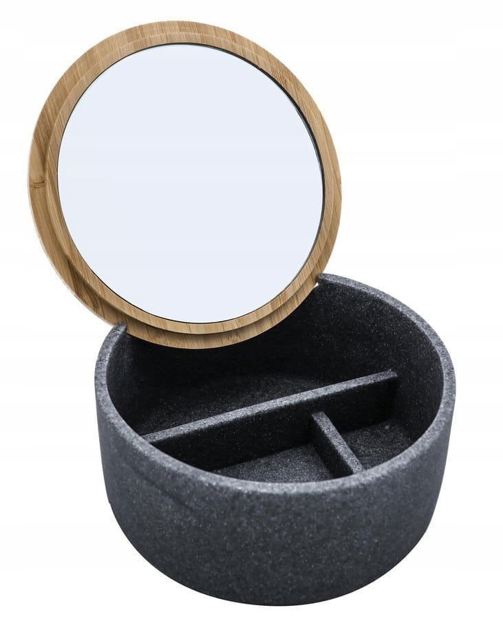 Kupelňový set doplnkov - Kontajner 135 × 65 mm so zrkadlom, sivý SUPERIOR