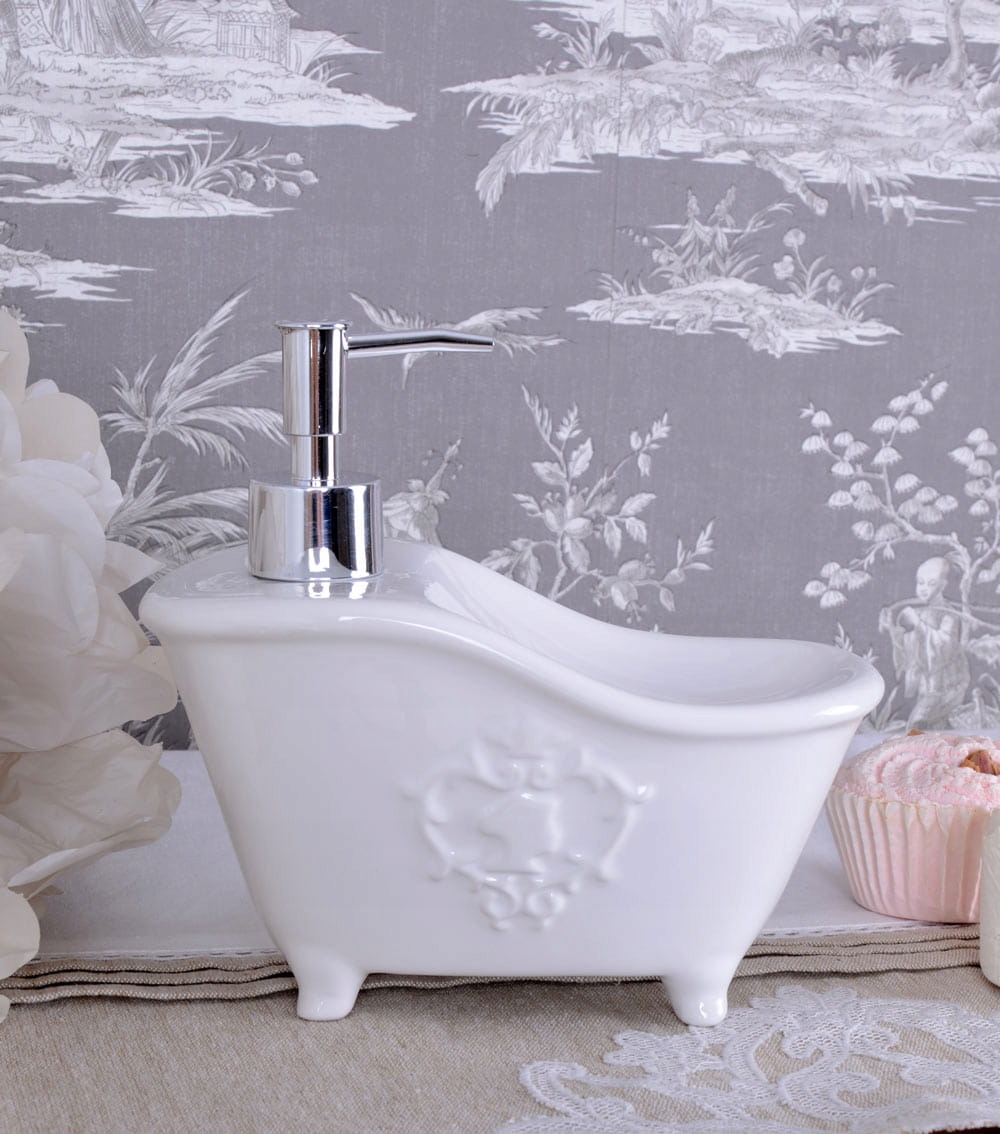 Mydlenička - Zásobník na biele porcelánové mydlo vo vintage štýle