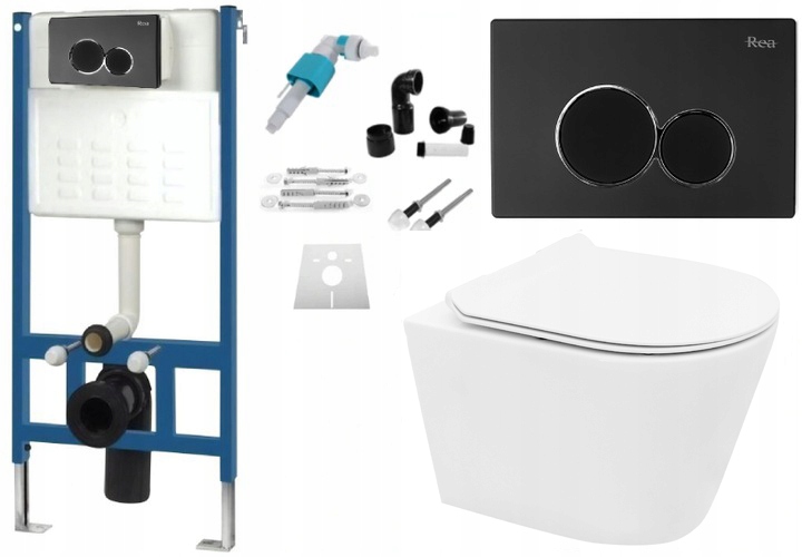 WC tlačidlo - Čierna gombíková WC misa Tomas + Rám pod omietku